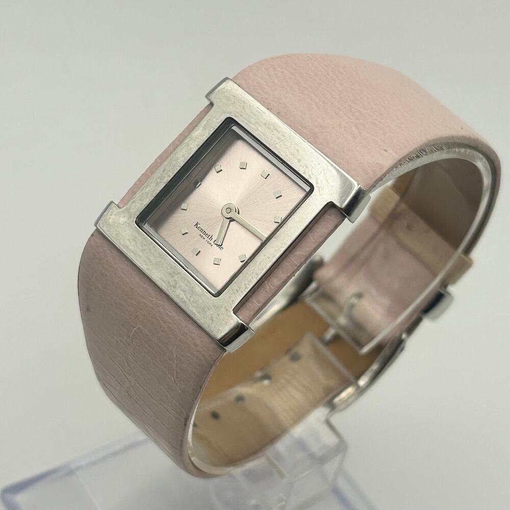 Kenneth Cole New York Silver-tone Pink Leather Strap Women’s Watch Working